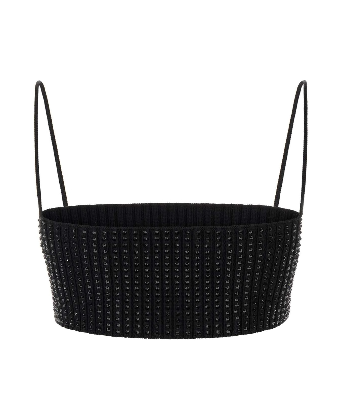 Embellished Stretch Nylon Crop Top - 2