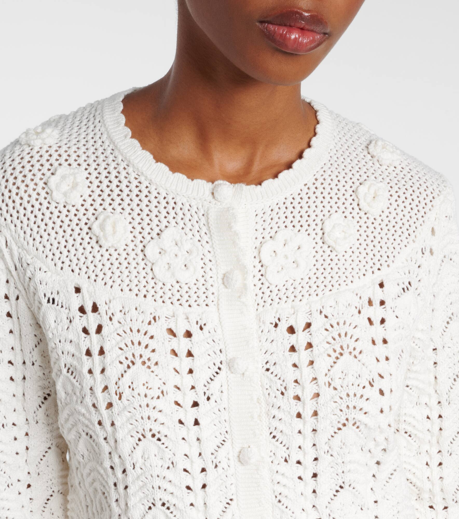 Kyra open-knit cotton cardigan - 4