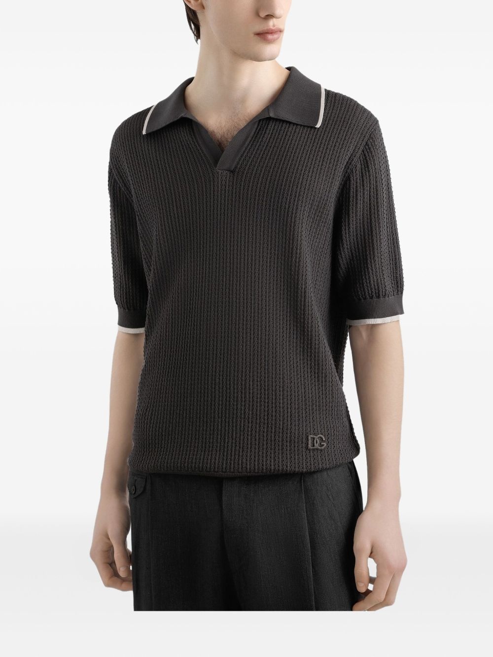 textured-knit polo top - 4
