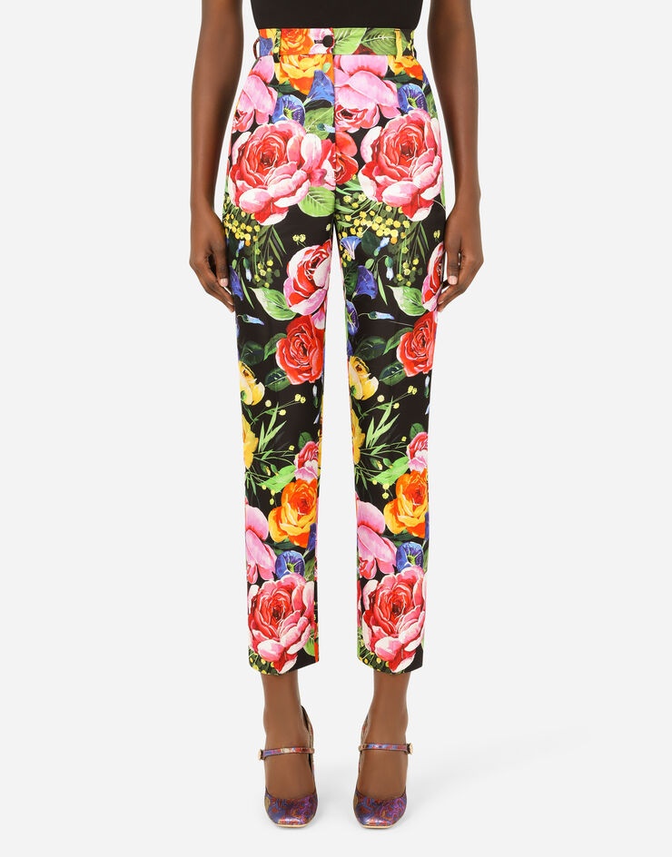 Bouquet-print Mikado pants - 1