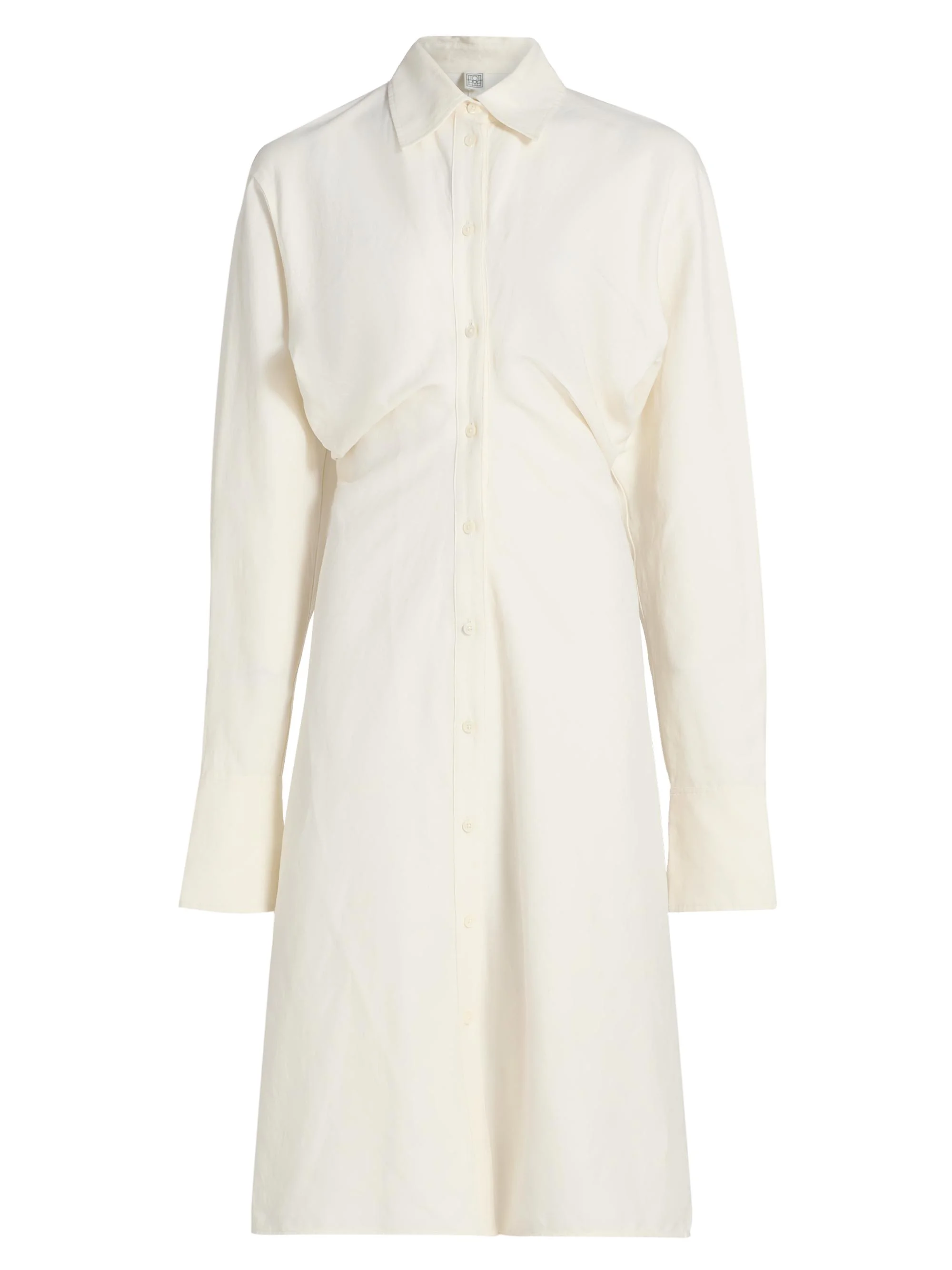Women's Slouch Cotton-Linen Shirtdress - Off White - 1