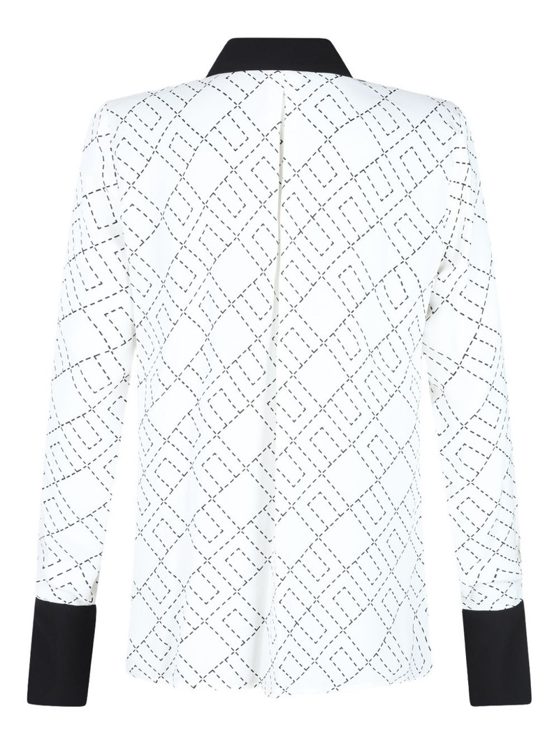 ELISABETTA FRANCHI geometric-print tie-neck shirt outlook