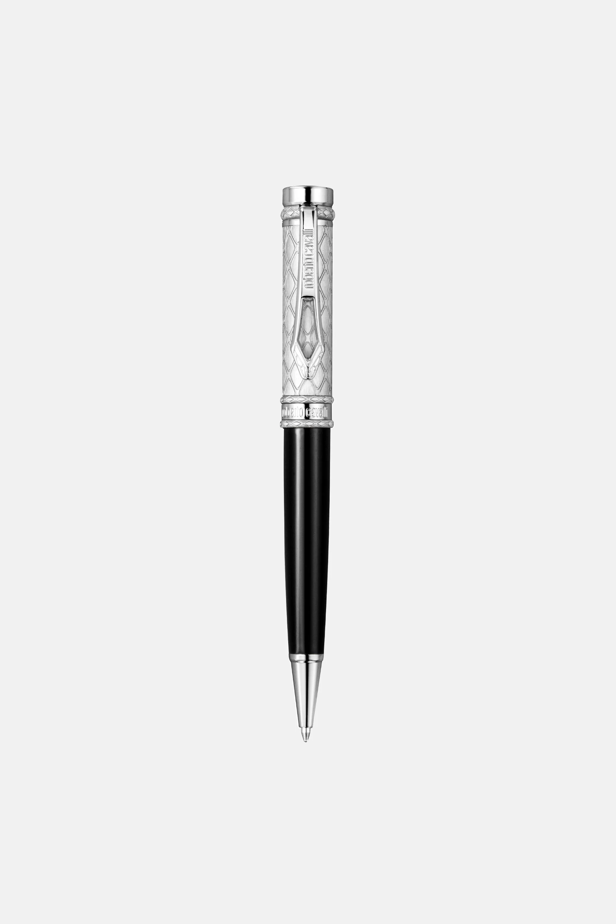 Roberto Cavalli Ballpoint Pen, Silver Color & Black Lacquer - 1