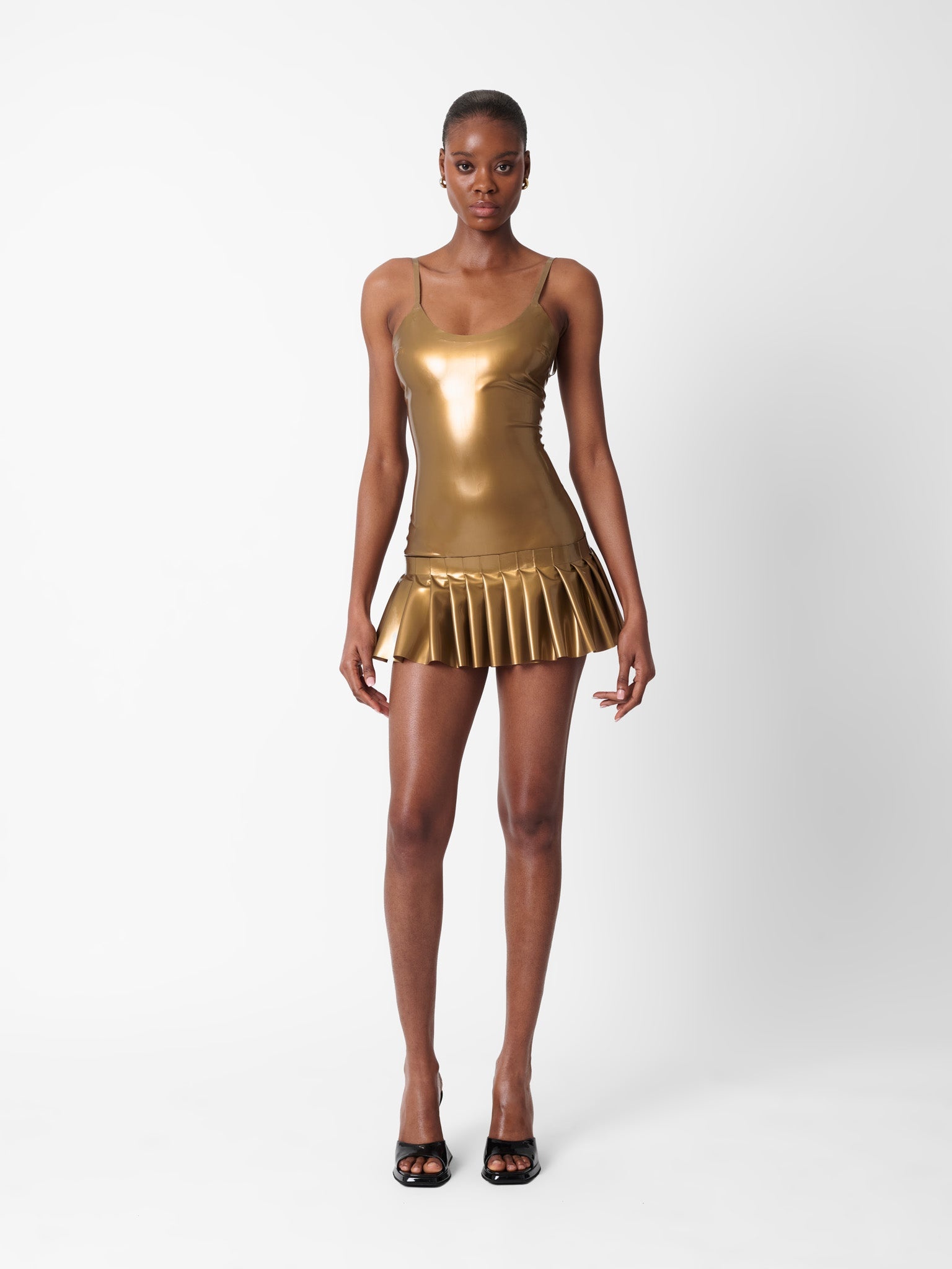 CALABRIA LATEX SKIRT GOLD - 2