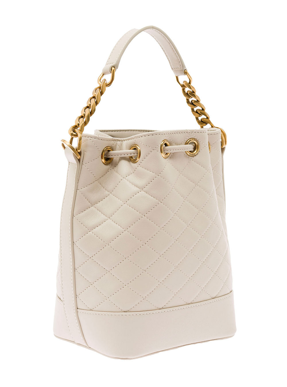 Saint Laurent Women Emmanuelle Ivory Colored Leather Crossbody Bucket Bag Saint Laurent Woman - 2