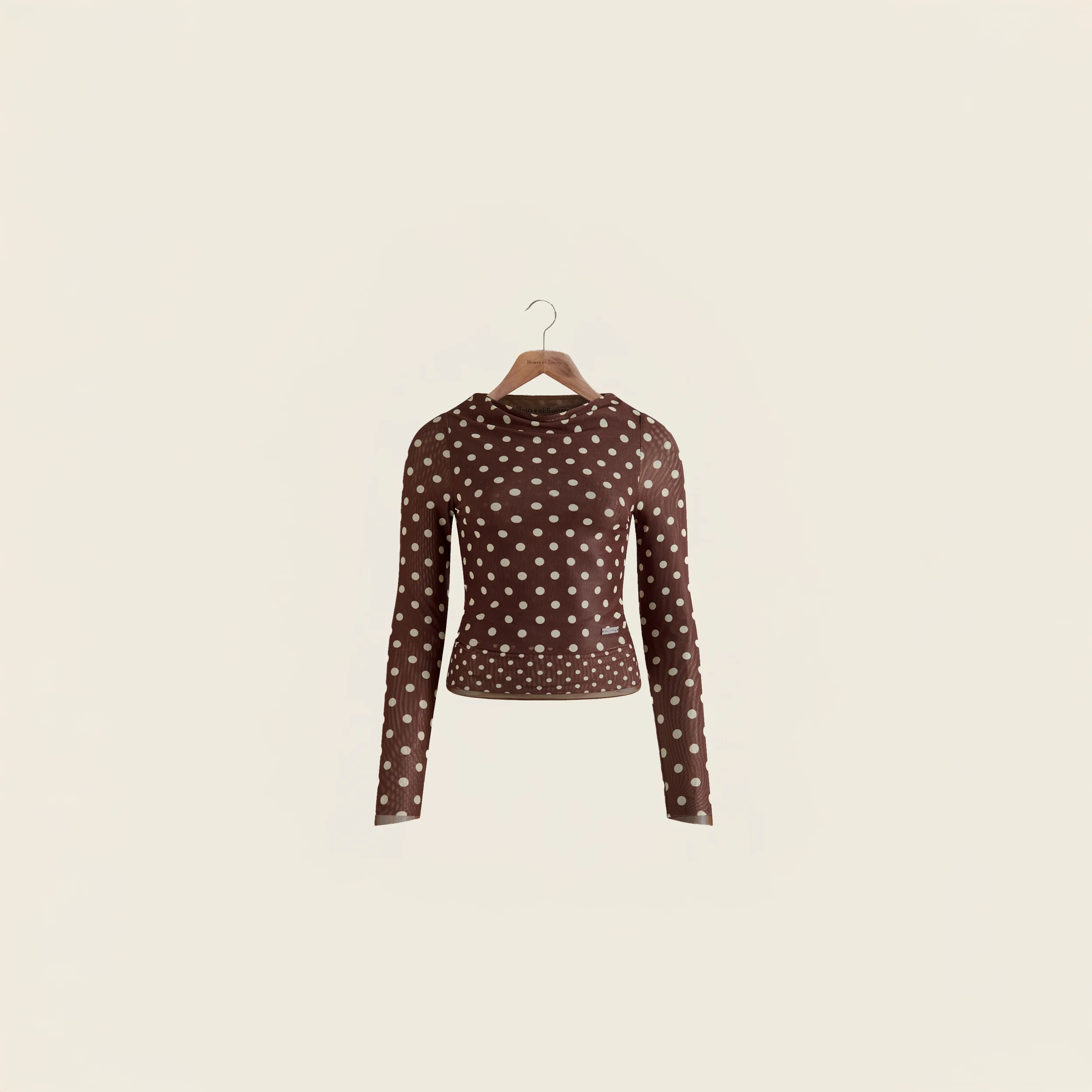 DOUBLE LAYER POLKA DOT MESH LONG SLEEVE - 1