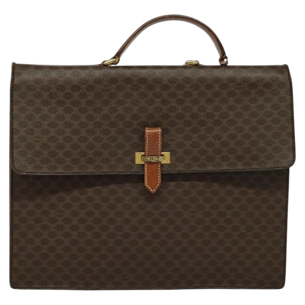 CELINE Macadam Canvas Business Bag Pvc Leather Brown Gold - 13