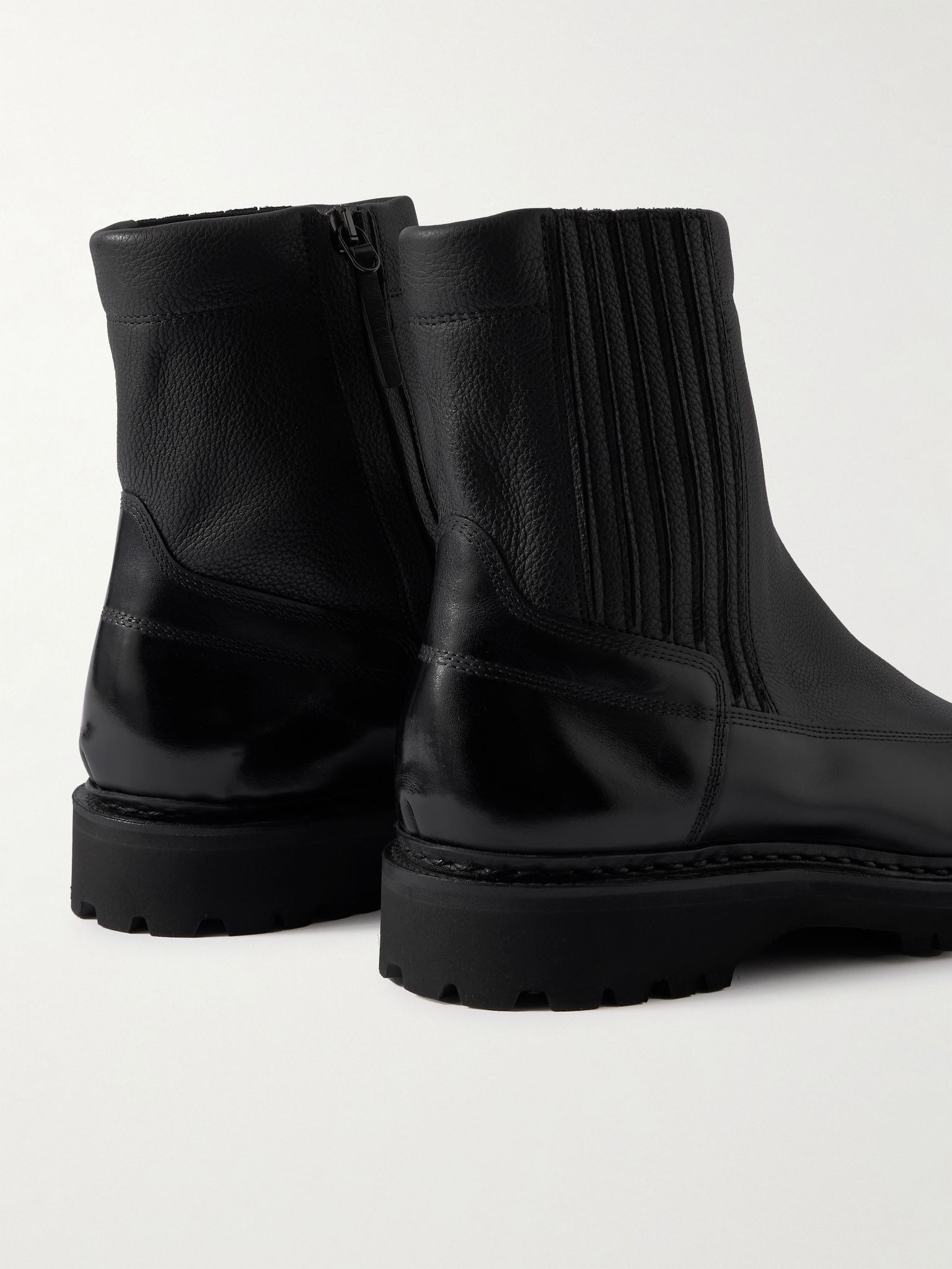 Ridge Smooth and Full-Grain Leather Chelsea Boots Black - 5