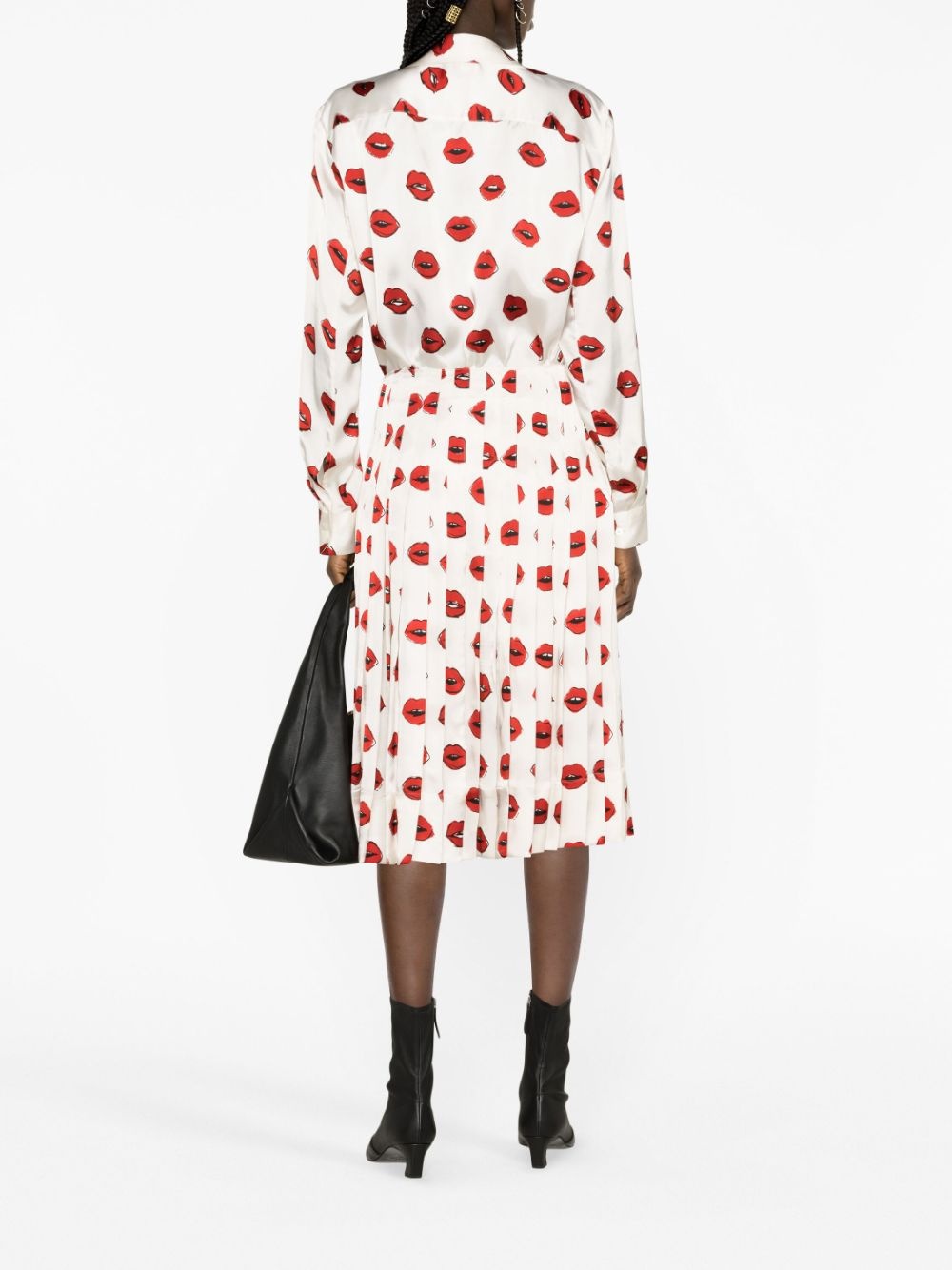 Tudi lip-print pleated skirt - 3