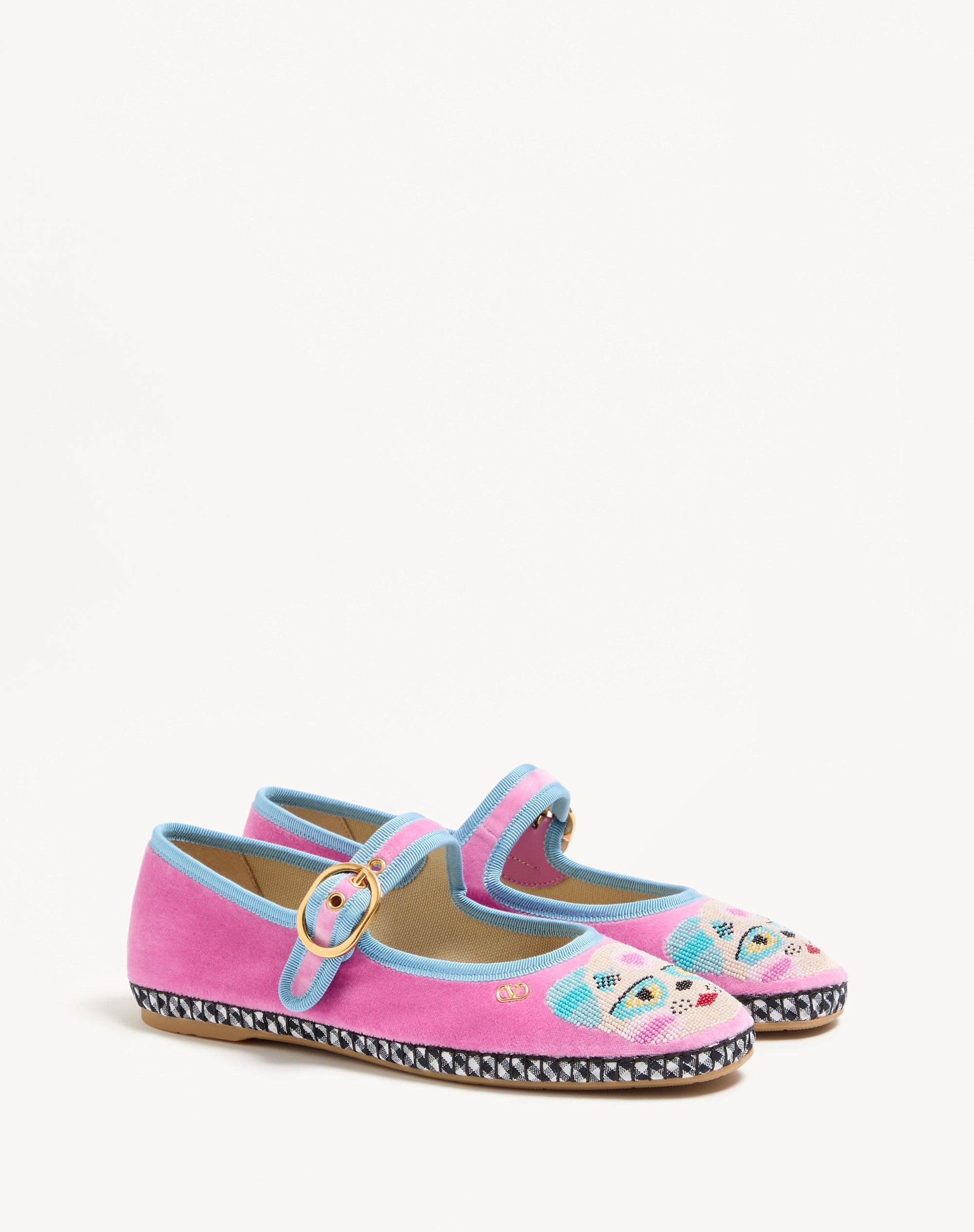 MARY-JANE ENDOUCE VELVET BALLERINA WITH LE CHAT DE LA MAISON EMBROIDERY - 2