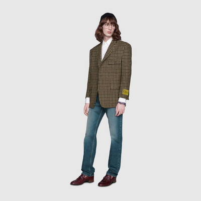 GUCCI Check wool jacket with Gucci label outlook