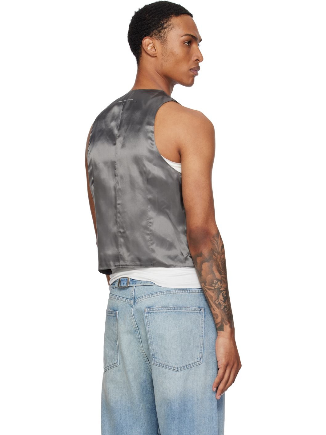 Gray Satin Vest - 3