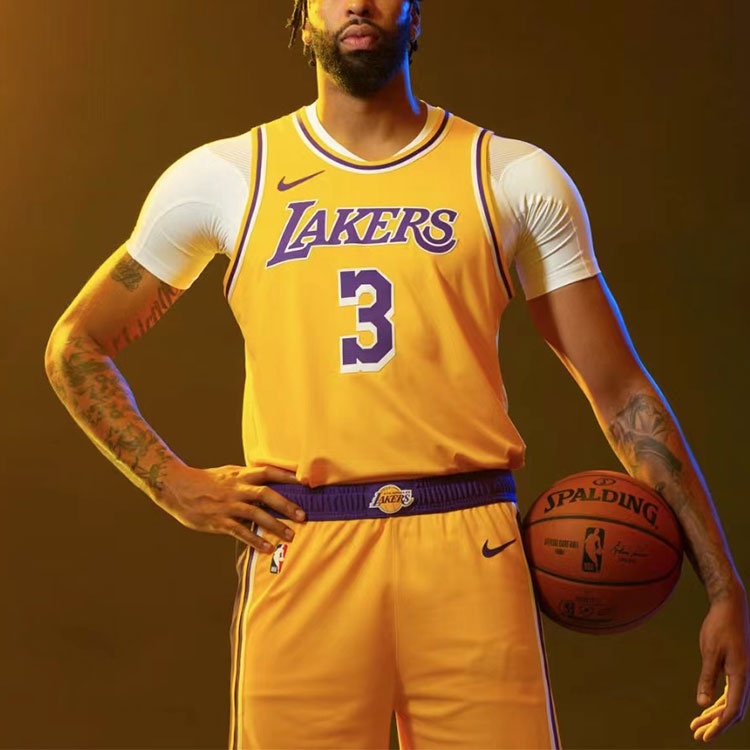 Nike NBA Sports Basketball Jersey/Vest SW Fan Edition 20 Season Los Angeles Lakers Davis No. 3 Yello - 3