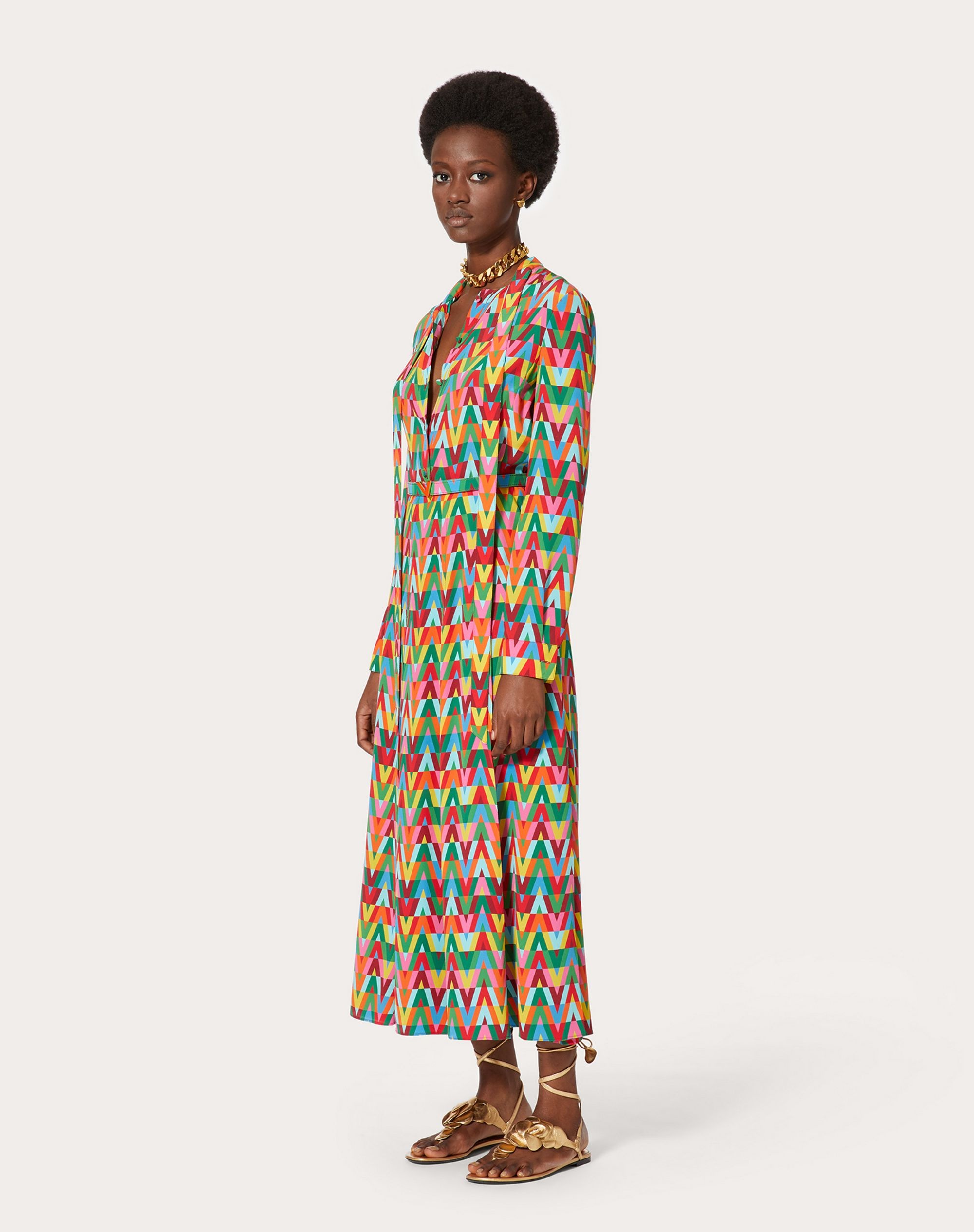 PRINTED CREPE DE CHINE DRESS - 2