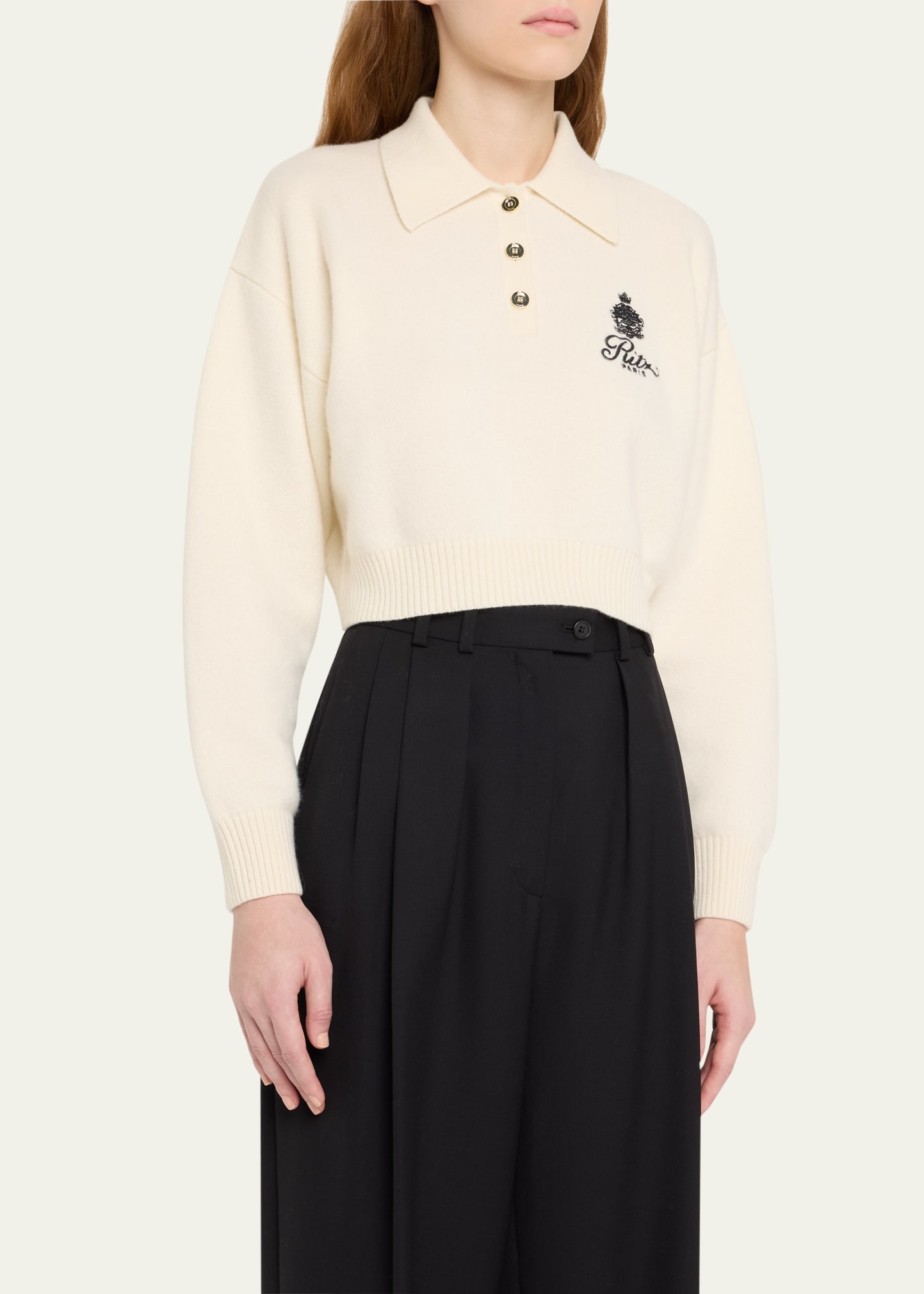 FRAME x Ritz Paris Crest Cashmere Polo Sweater - 4