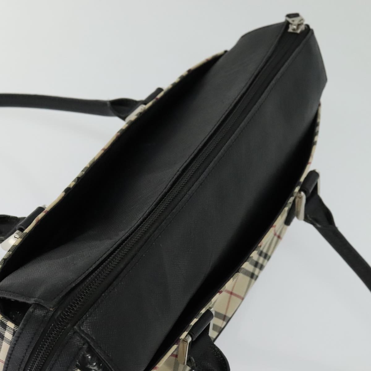 Burberry Nova Check Hand Bag Canvas Beige Black - 4