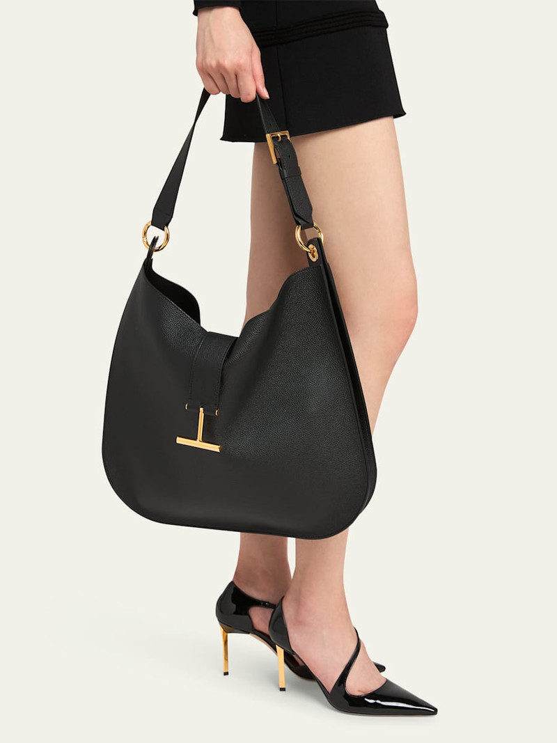 TOM FORD Tara Large Hobo Crossbody in Grained Leather outlook