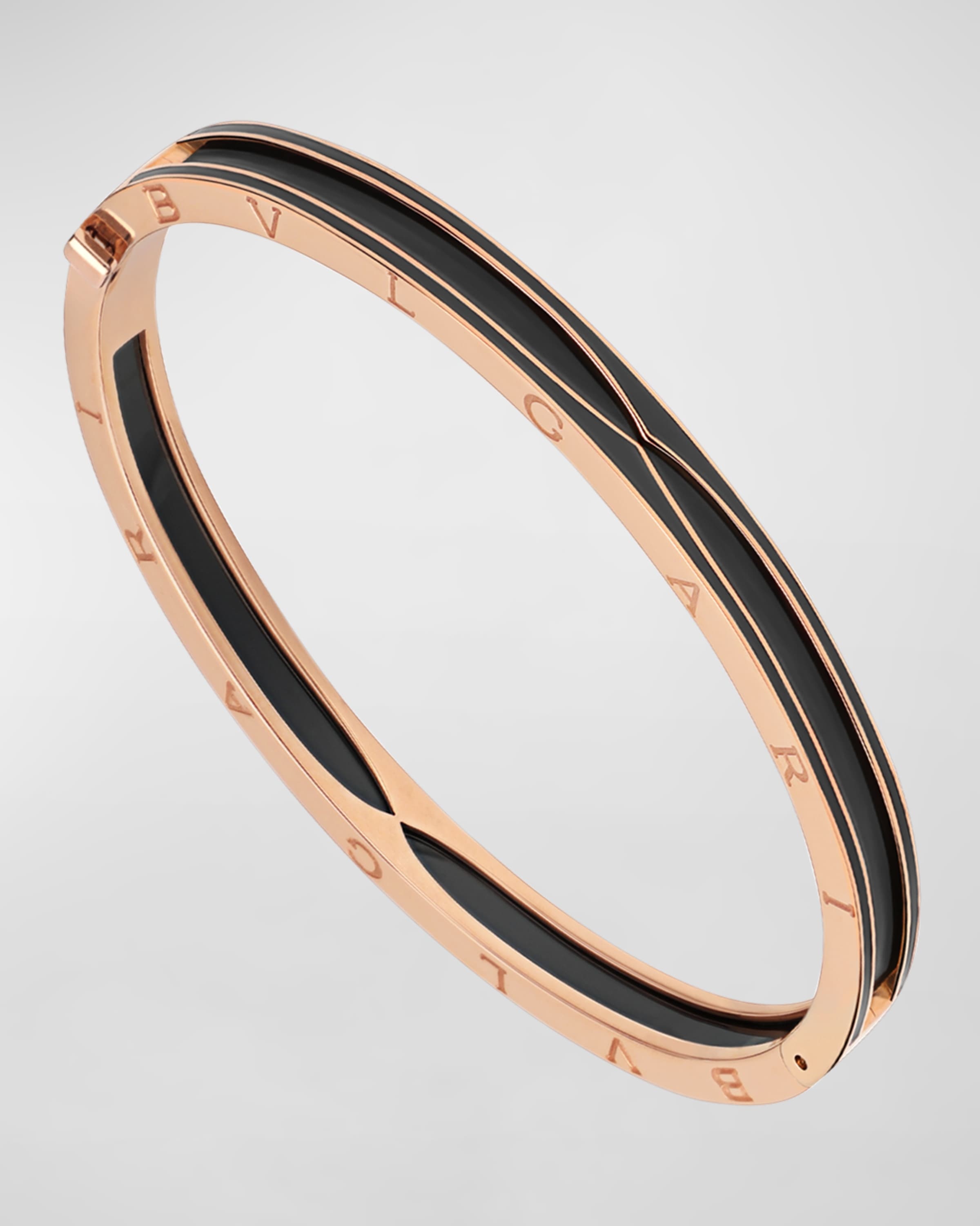 B.Zero1 Rose Gold Bracelet with Matte Black Ceramic Edge, Size XL - 1