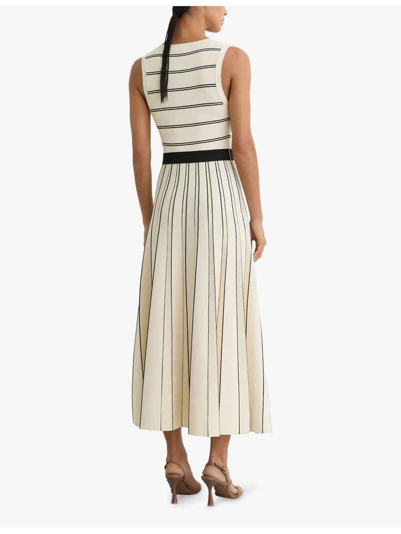 Mallory V-Neck Striped Stretch-Knit Midi Dress 4