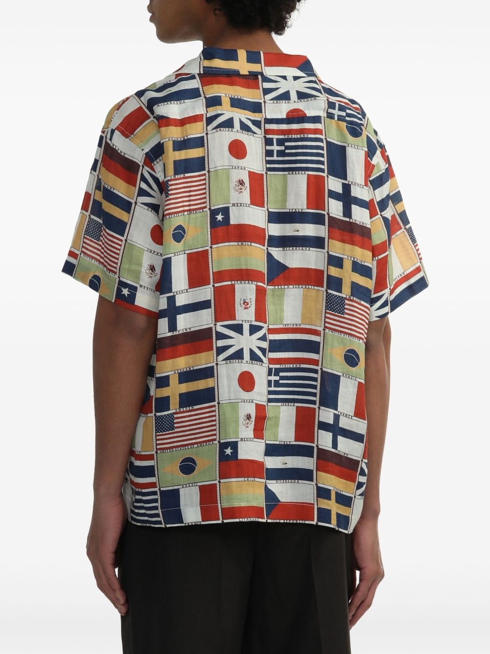 flag-print linen shirt - 4