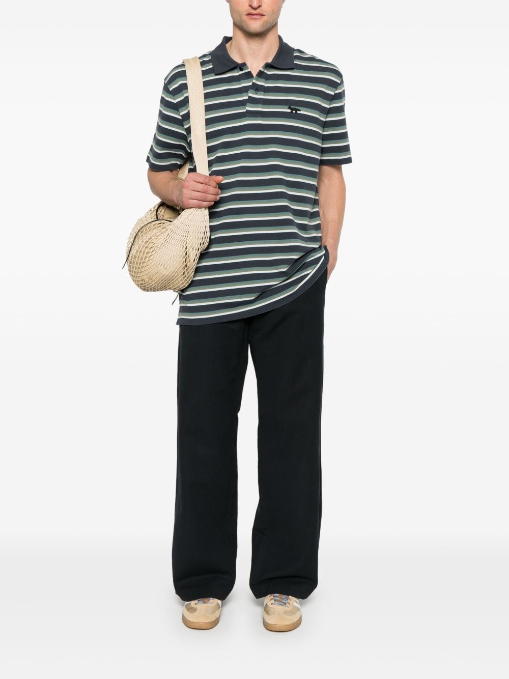 Profile Fox-patch striped polo shirt - 2