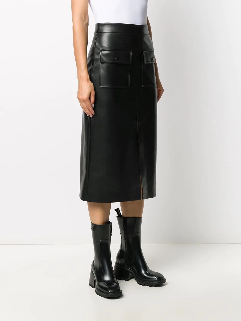 faux leather pencil skirt - 3