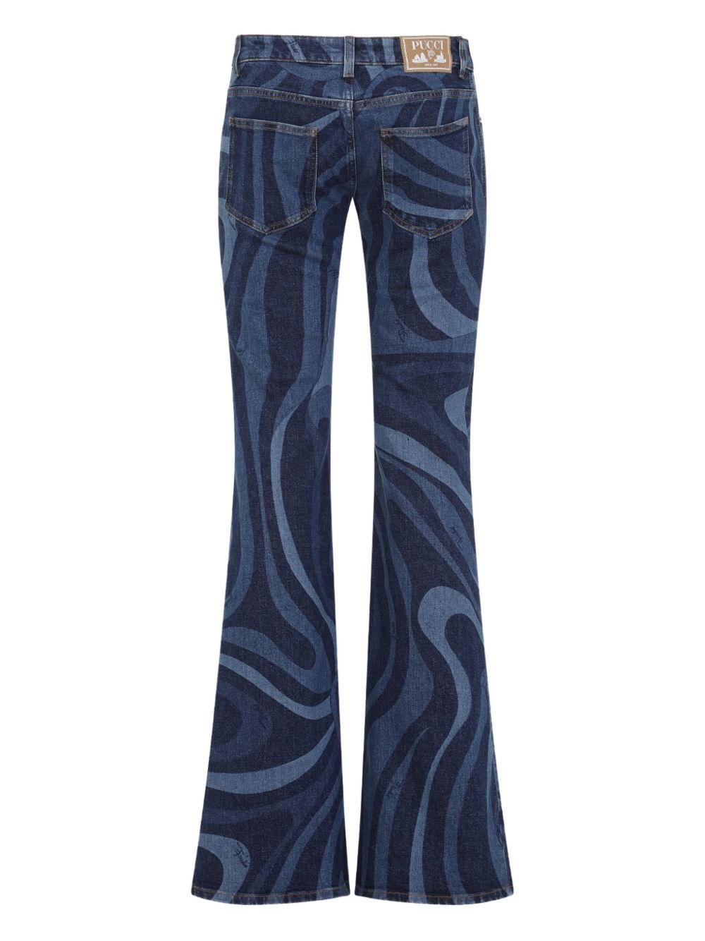 Marmo-print flared jeans - 2
