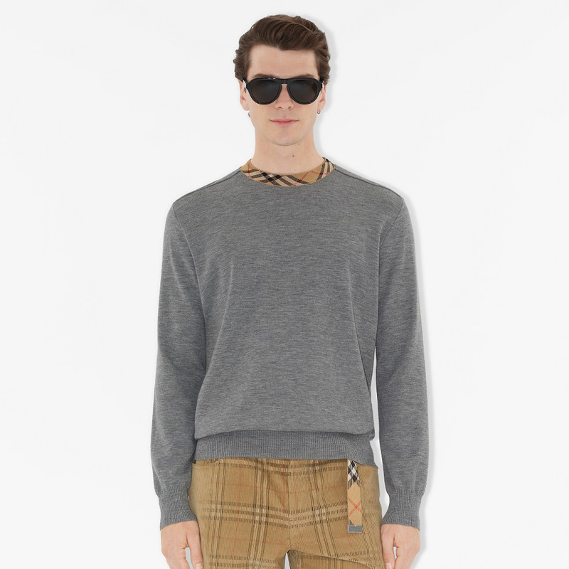 Burberry Check Trim Wool Sweater outlook