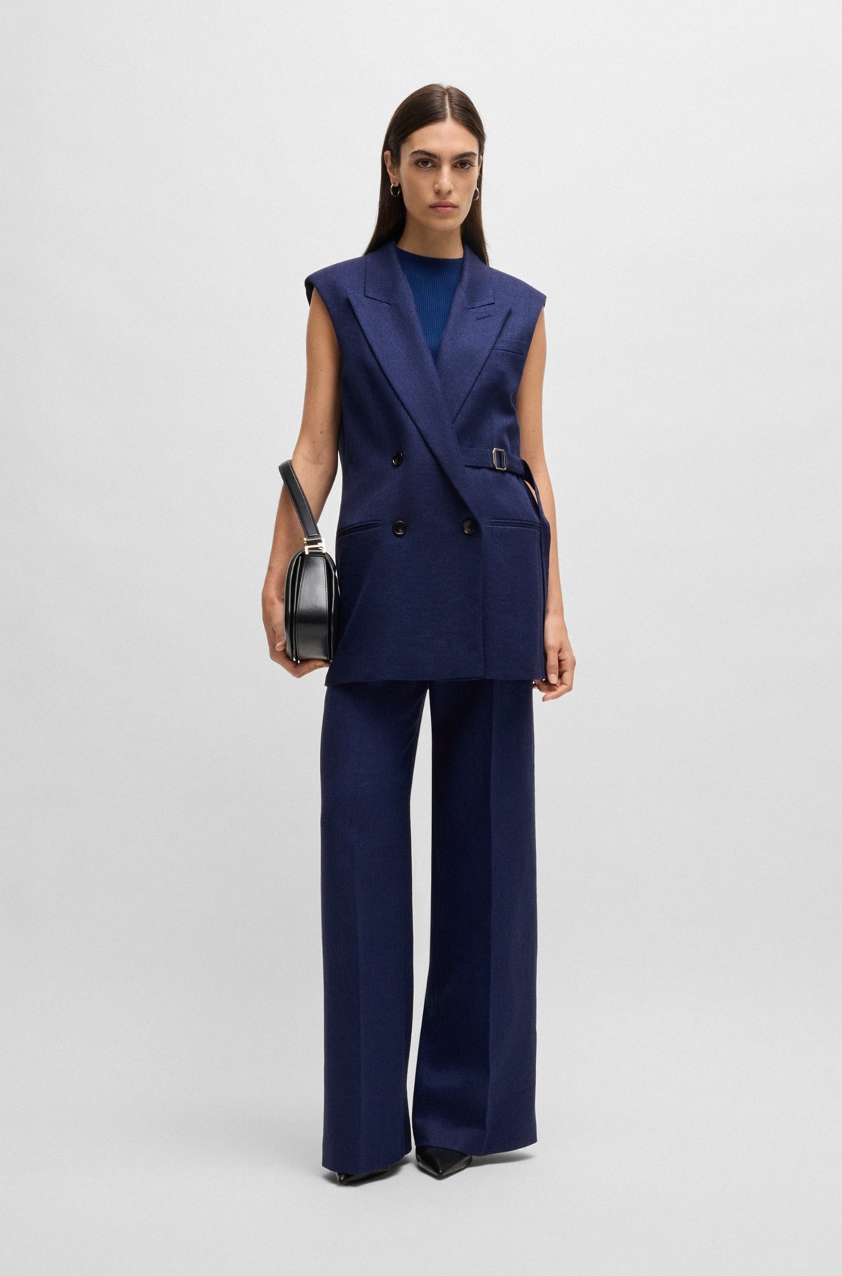 LINEN-BLEND WAISTCOAT WITH ADJUSTABLE BUCKLED STRAP - 3