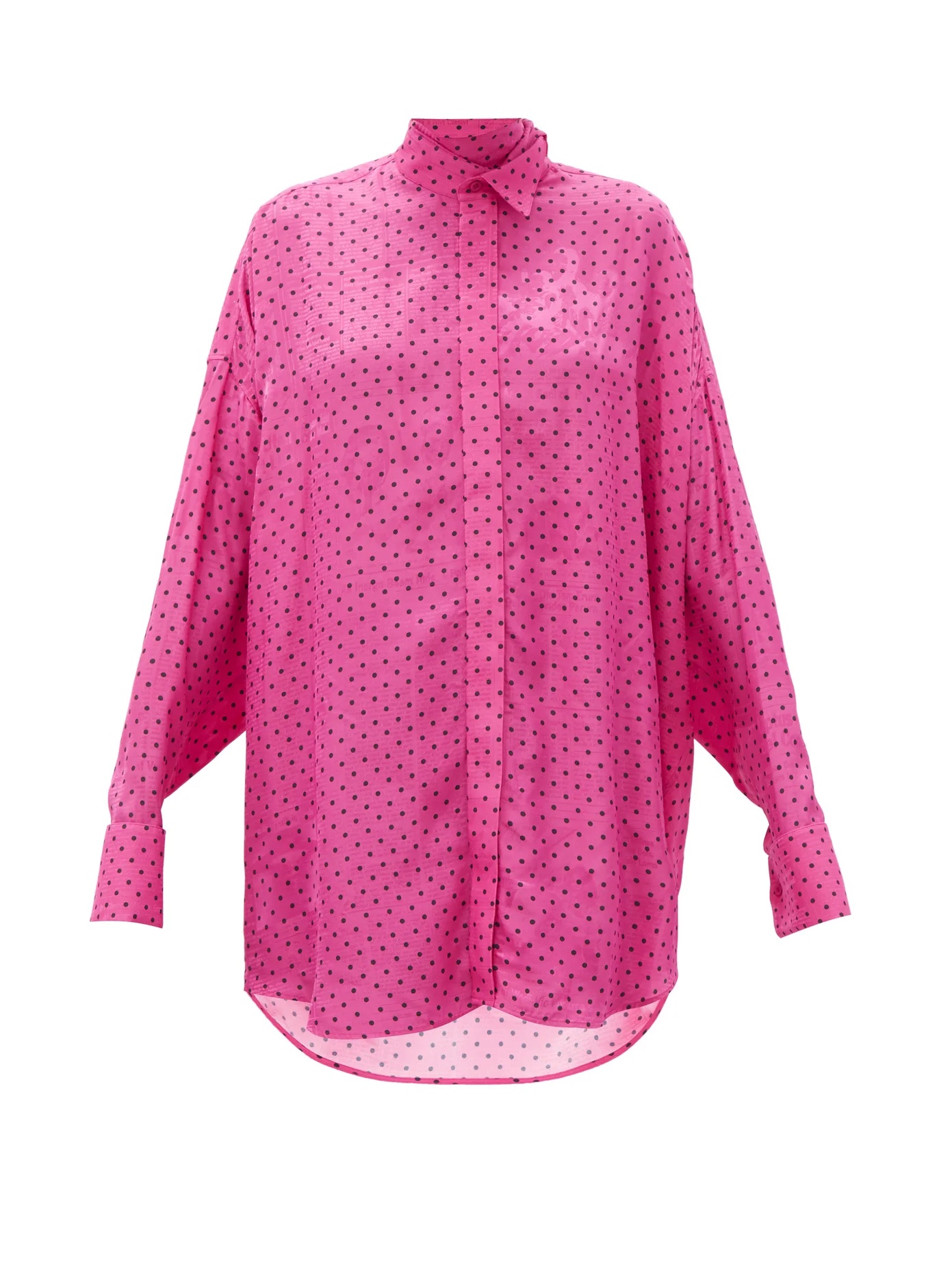 Scarf polka-dot satin blouse - 1