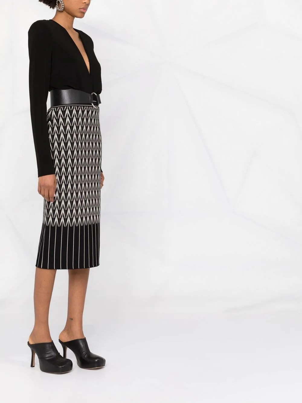 high-waisted patterned skirt - 4