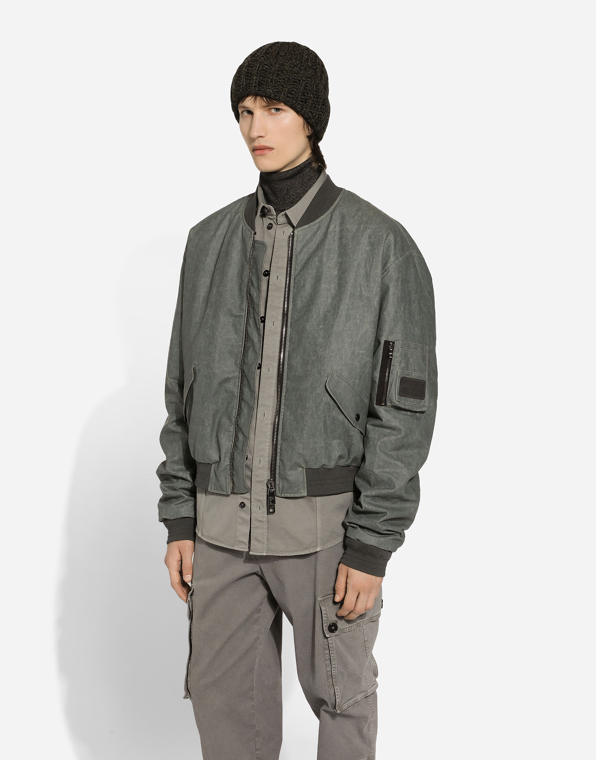Oversize linen bomber jacket - 4
