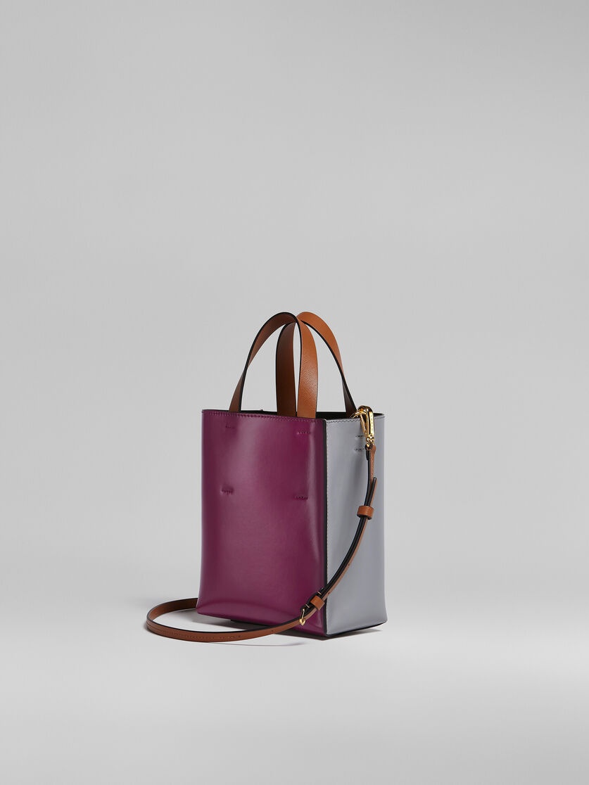 MUSEO MINI BAG IN GREY AND PURPLE LEATHER - 3