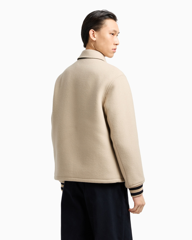BLOUSON WITH PRESS STUDS IN WOOL CLOTH WITH AN OVERSIZED EA PATCH 3