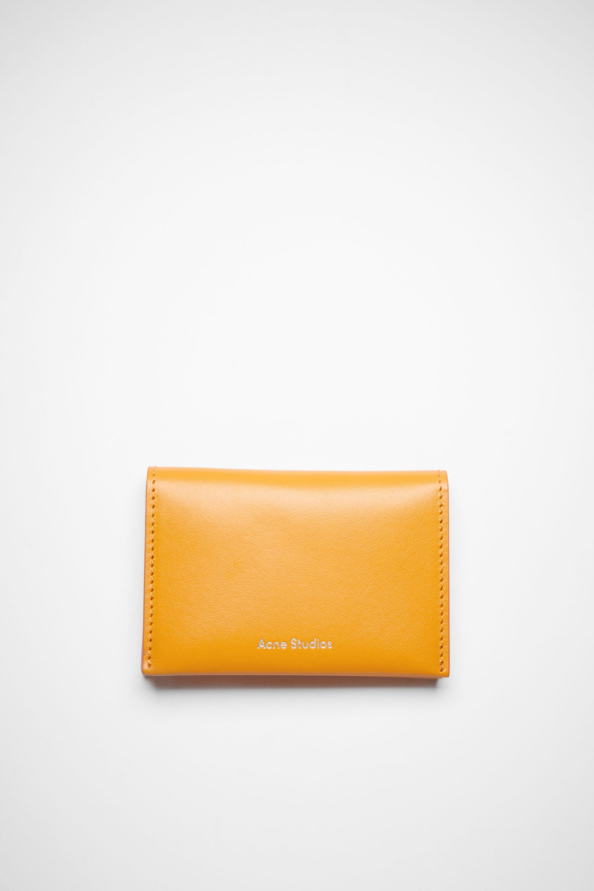 Folded leather card holder - Pumpkin orange - 1
