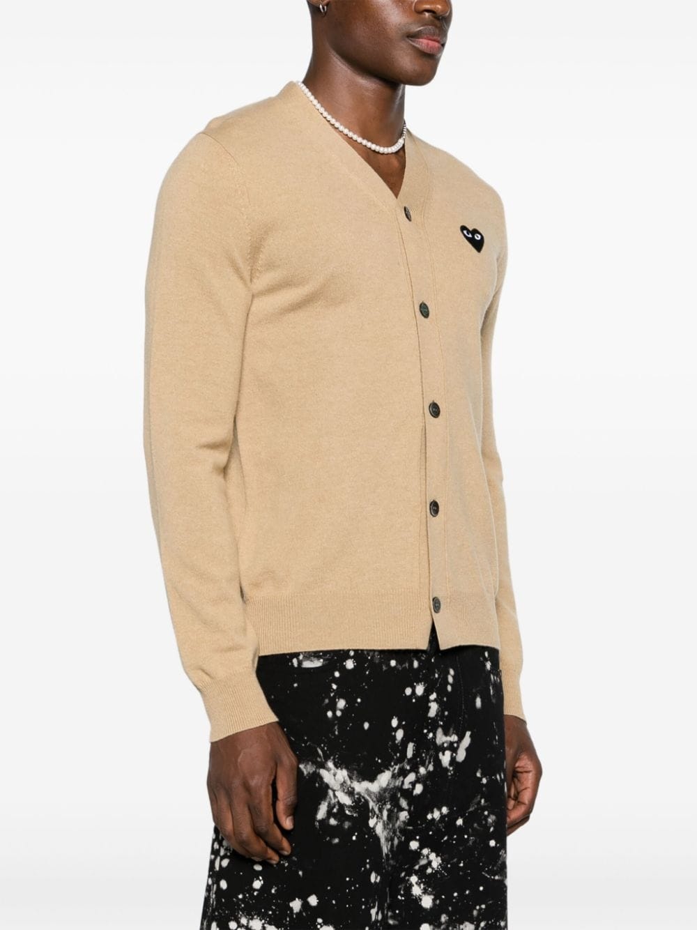 Heart-patch wool cardigan - 4