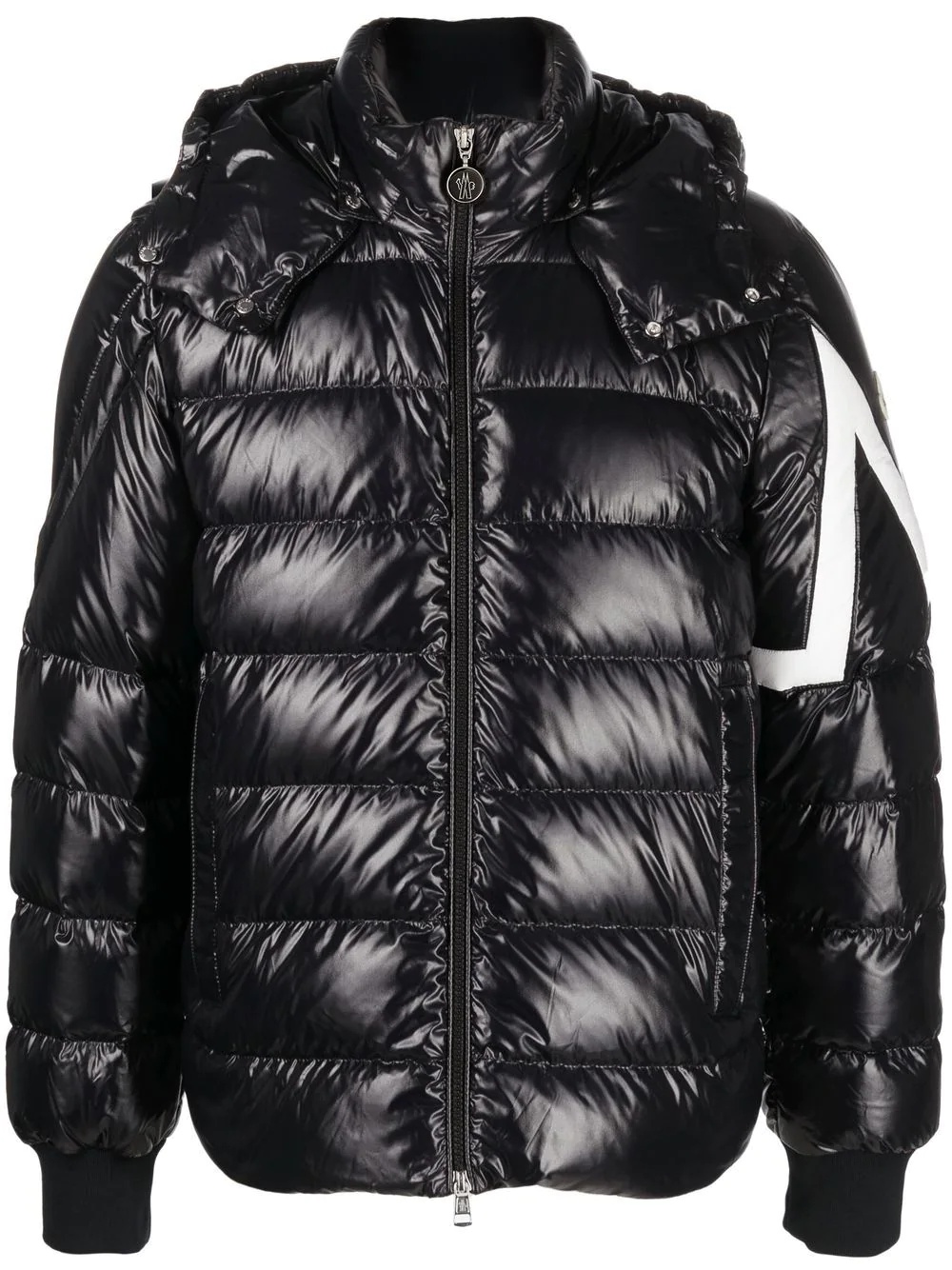 hooded feather down jacket - 1