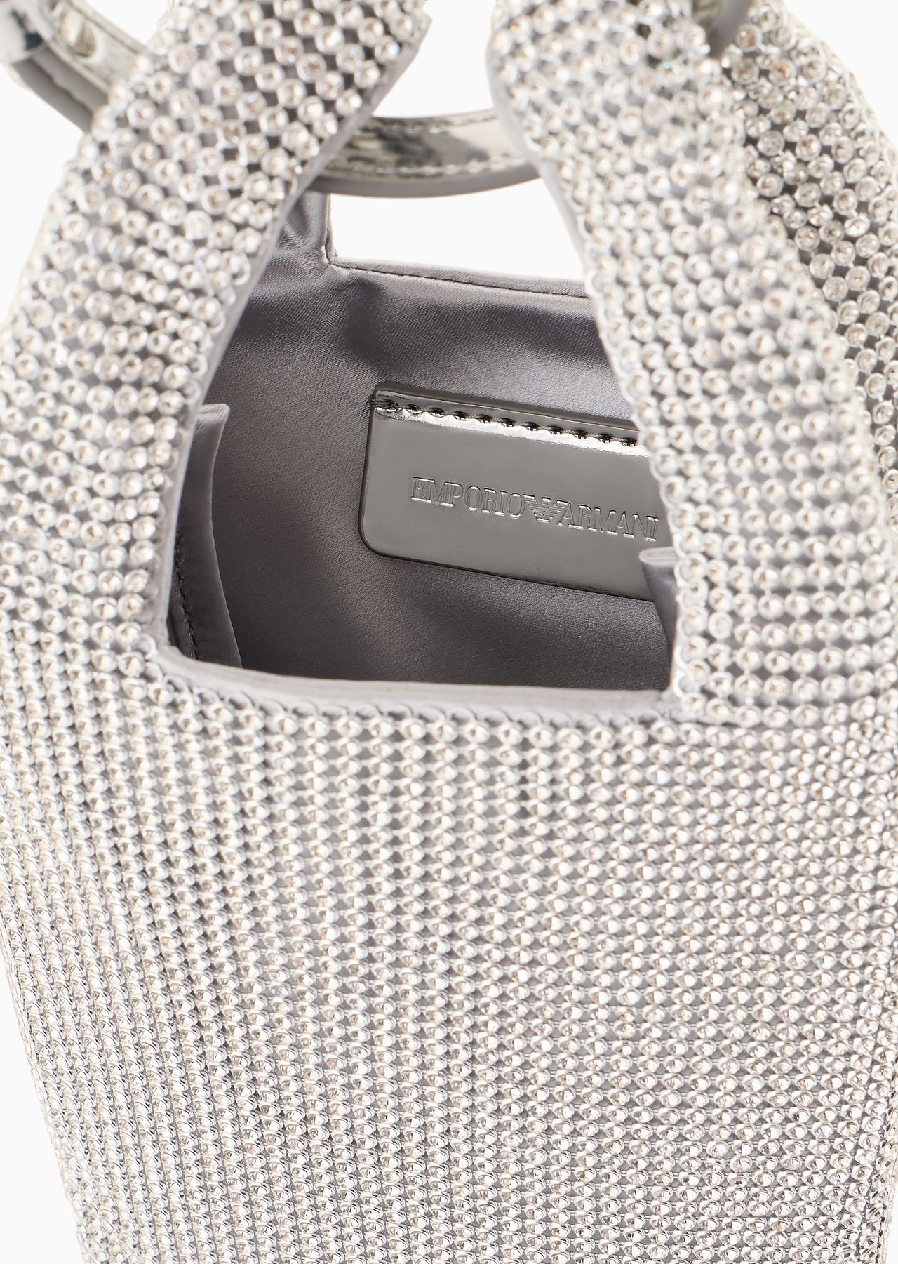 Metallic mesh mobile phone mini bag with rhinestones - 4