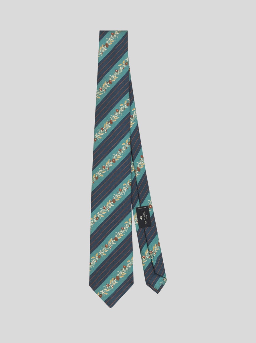 STRIPED AND MICRO FLOWER TIE - 1