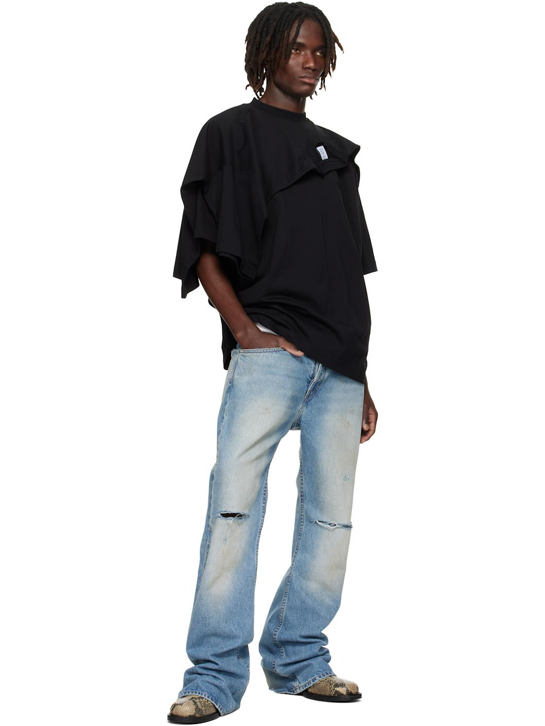 Black Double Layered T-Shirt - 4