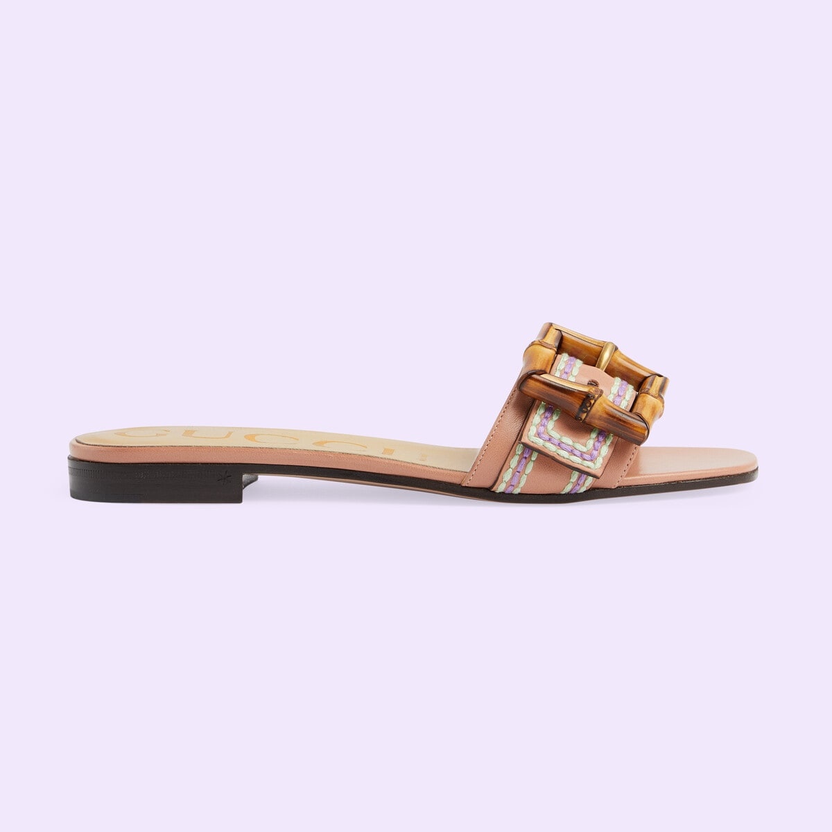 Women's slide sandal with bamboo buckle - 1