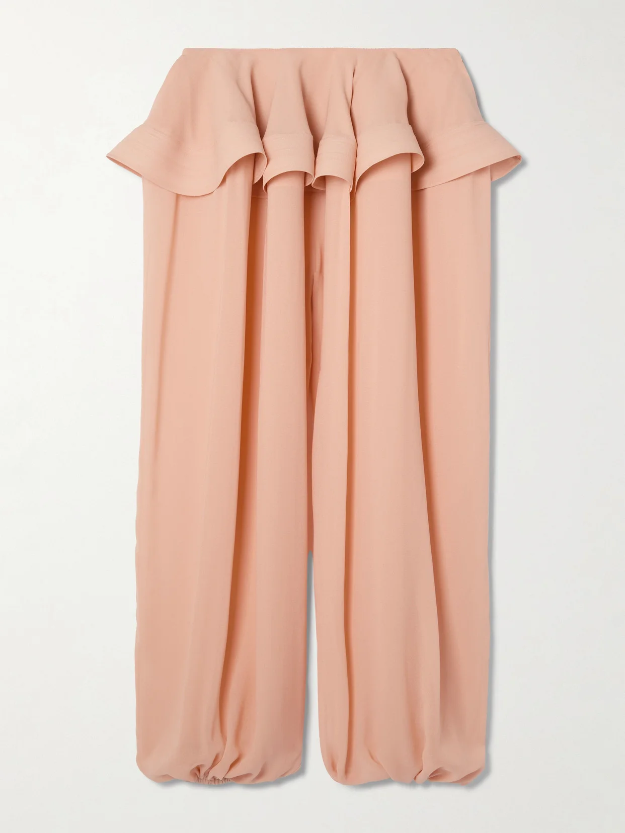 Pleated Georgette Peplum Tapered Pants - 1