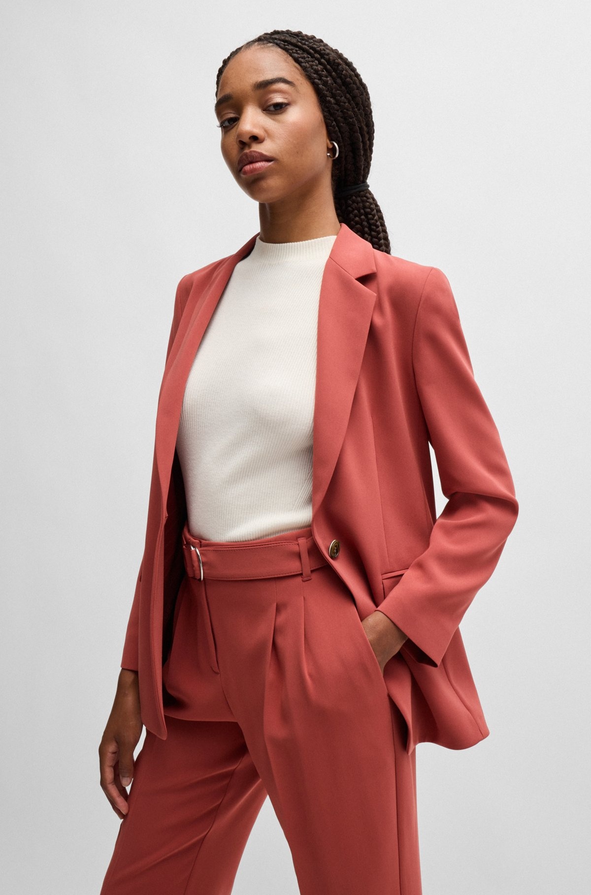 REGULAR-FIT JACKET IN CREASE-RESISTANT CREPE - 6