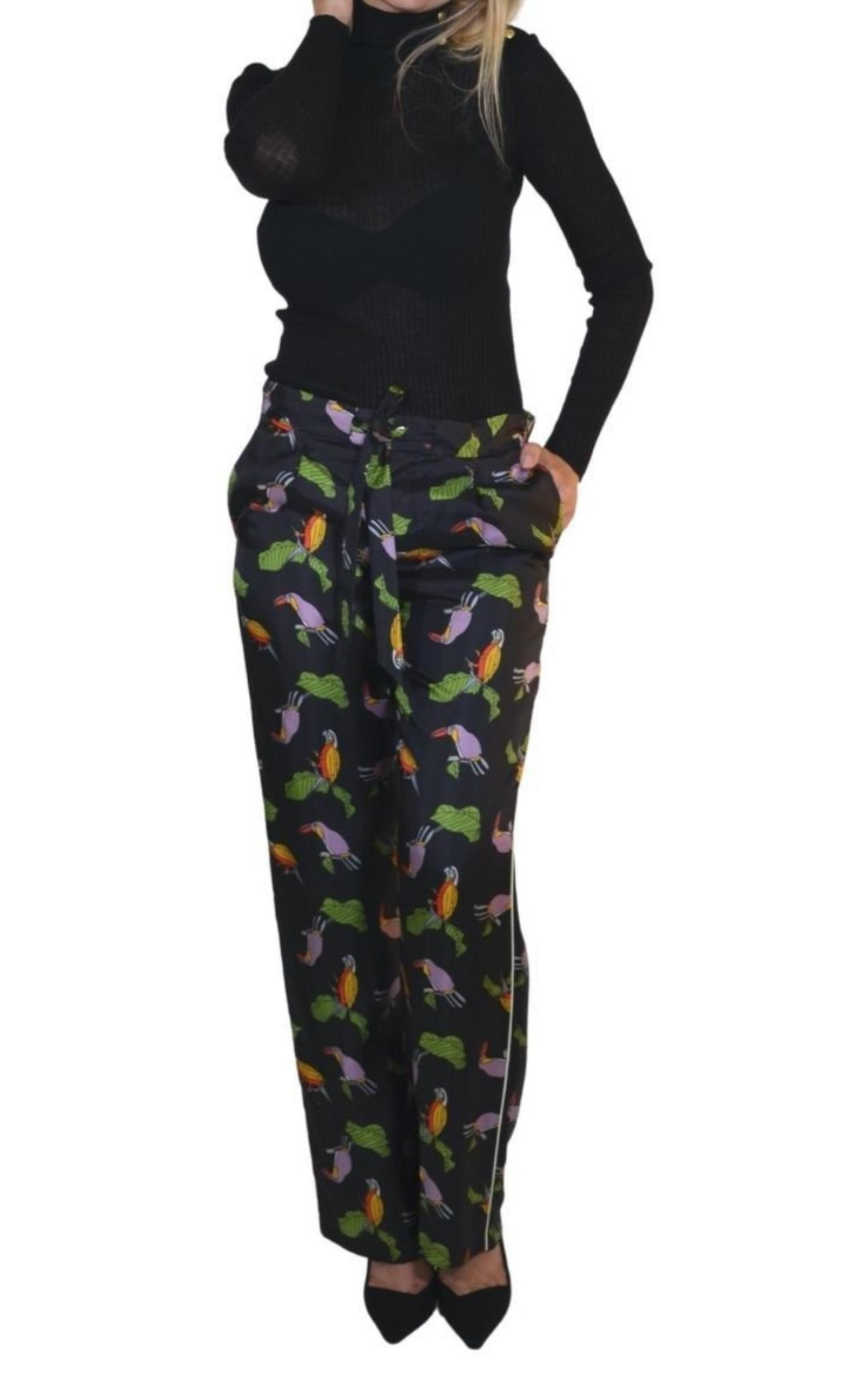 Toucan Print Pyjama Silk Pants - 3