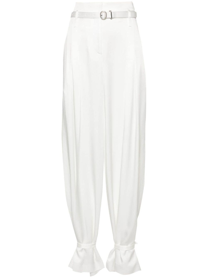 crepe pleated straight trousers 1