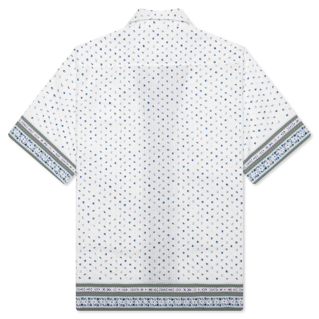 FLORAL PRINT BOXY FIT SHIRT IN COTTON SEERSUCKER - CREAM/GREEN - 2