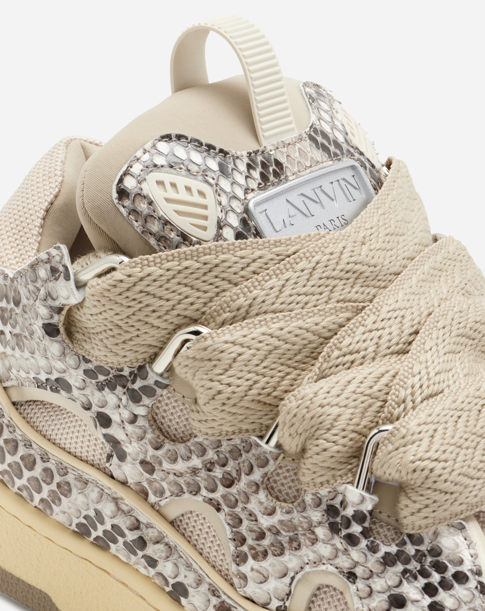 PYTHON PRINT LEATHER CURB SNEAKERS - 4