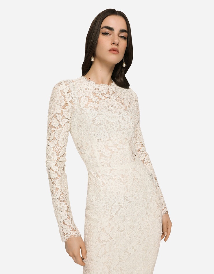 Long-sleeved branded stretch lace dress - 4