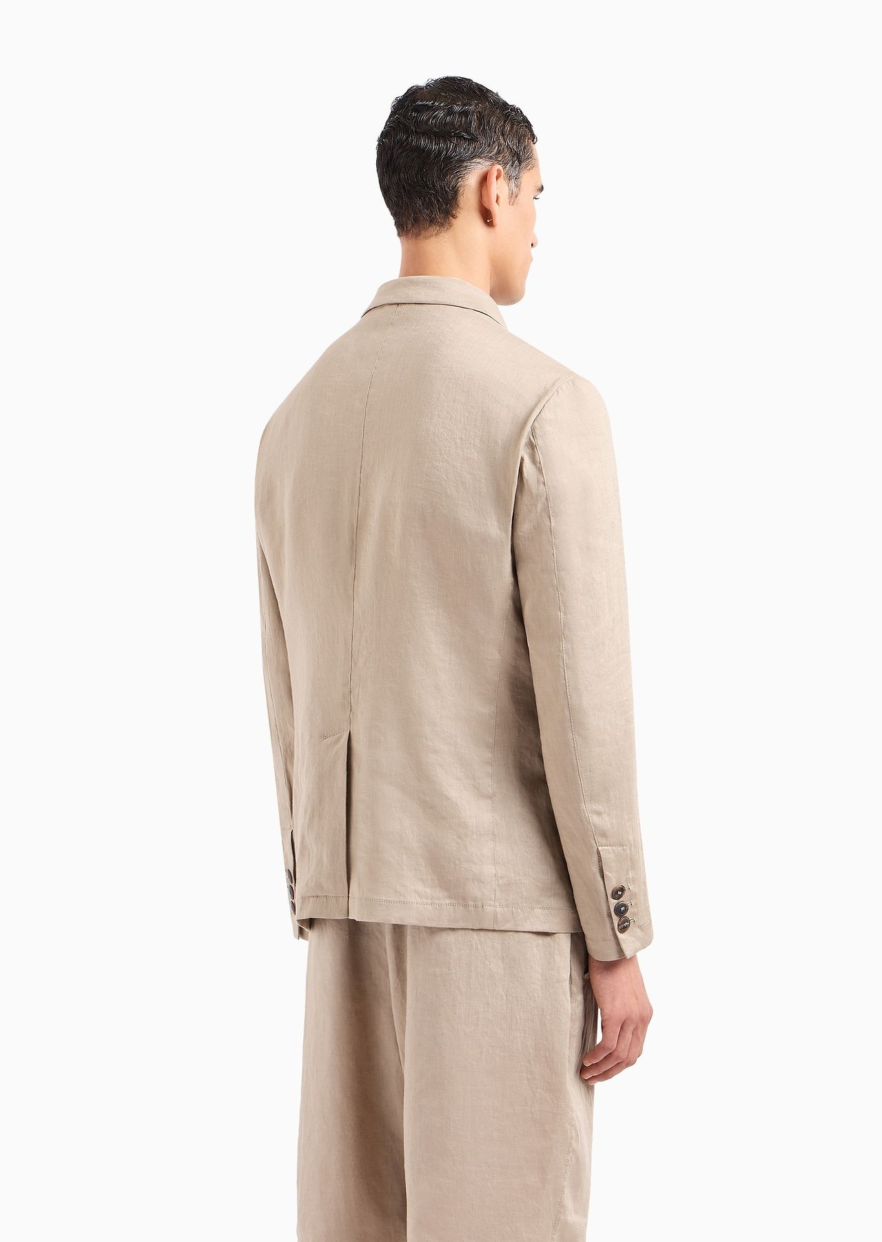 Single-breasted, linen canvas safari jacket - 3