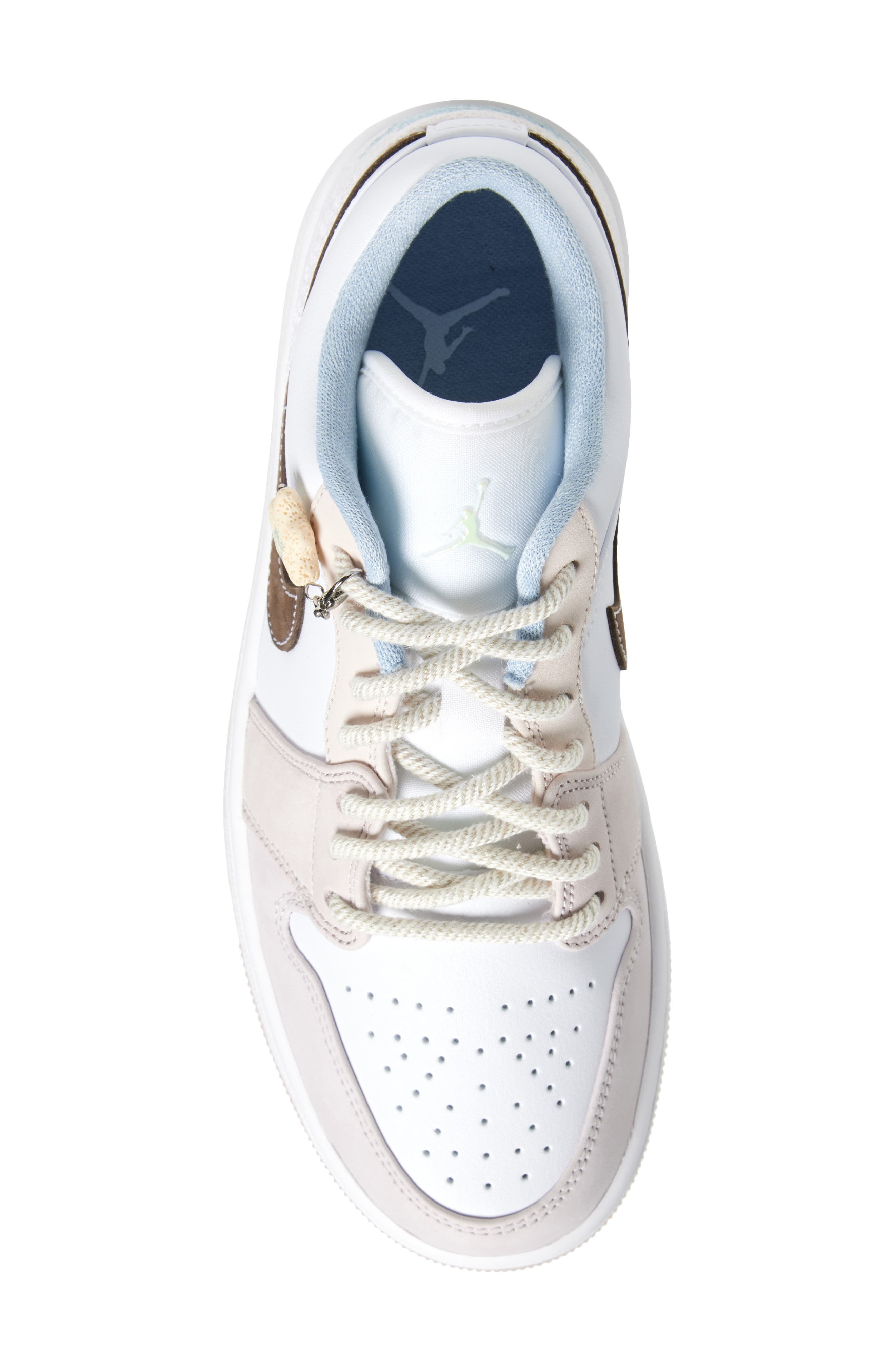 Air Jordan 1 Low Sneaker in White/Ironstone/White/Pink at Nordstrom - 5